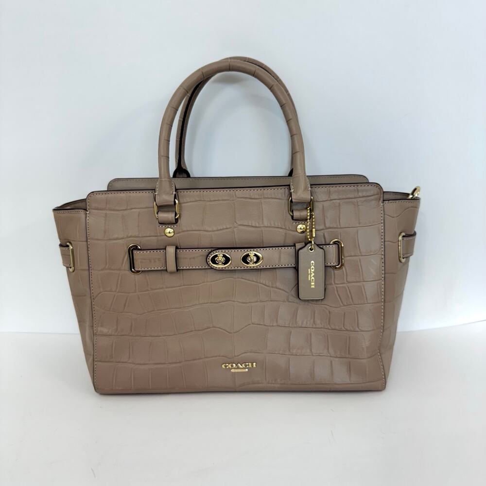 COACH Blake Carryall Croc-Embossed Leather Satchel Tote Bag Beechwood F37099 - Picture 2 of 16